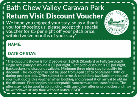 Bath caravan park, return visit discount voucher