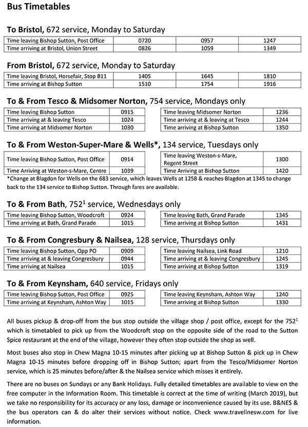 Bus Timetables | Bath Chew Valley Caravan Park