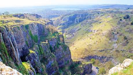 panoramic views over somerset from the top of cheddar gorge