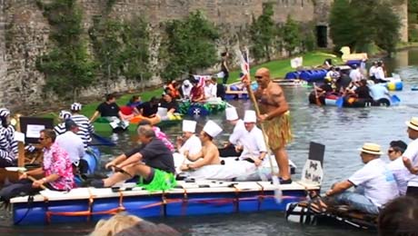Wells Raft Race,  Bishops Palace Moat
