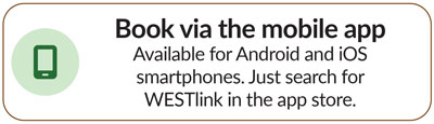 Book WESTlink via the mobile app
